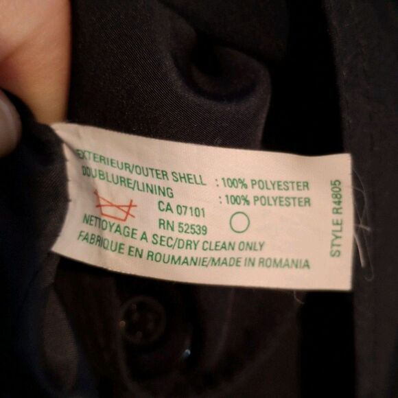 Vintage UTEX Chic Trenchcoat Size 12 Women's Black Belted Double Breasted - Picture 6 of 11